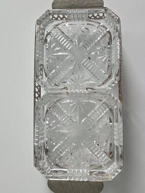Vintage English Chrome & Pressed Glass Relish Caddy